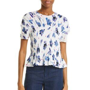 Baum und Pferdgarten Mynowa Floral Print Smocked Organic Cotton Top